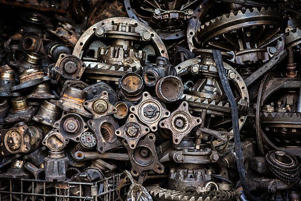 Old machine parts in second hand machinery shop