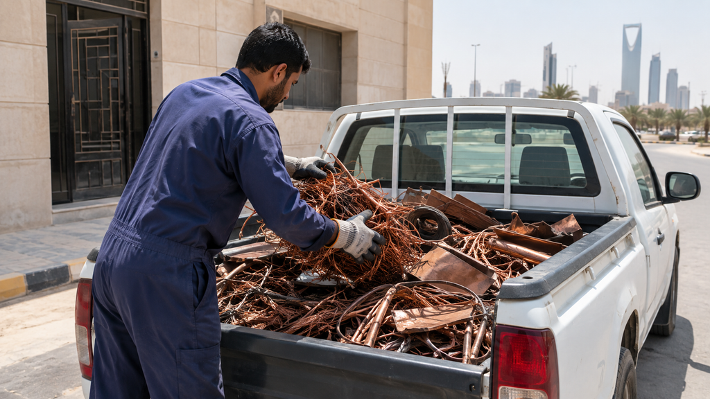 Copper scrap being collected for free pickup and cash in Riyadh